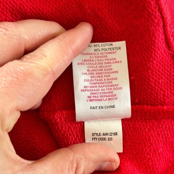 Apple Bottom Red Cropped Hoodie Embroidered Logo Gold Studded Zip Sweatshirt - Picture 9 of 13